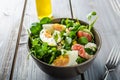 Lamb lettuce salad with eggs Royalty Free Stock Photo