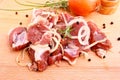 Lamb marinated with onion, spices, herbs Royalty Free Stock Photo