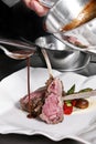 Lamb meat and sauce Royalty Free Stock Photo