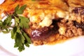 Lamb moussaka with egg plant; cheese and herbs Royalty Free Stock Photo