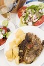 Lamb in the paper greek island taverna food