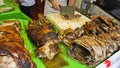 Lamb and pig roast on the grill Royalty Free Stock Photo