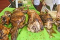 Lamb and pig roast on the grill Royalty Free Stock Photo