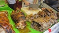 Lamb and pig roast on the grill Royalty Free Stock Photo