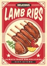 Lamb ribs vintage decorative poster layout