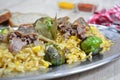 Lamb Risotto with Brussel Sprouts and Corn Royalty Free Stock Photo