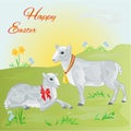 Lamb and sheep spring background vector