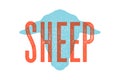 Lamb, sheep. Vintage typography, lettering, retro print