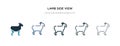 Lamb side view icon in different style vector illustration. two colored and black lamb side view vector icons designed in filled,