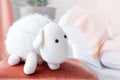 Lamb Soft Children`s Toy. Soft Focus Royalty Free Stock Photo