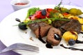 Lamb steak with potato, vegetable and balsamic sauce Royalty Free Stock Photo