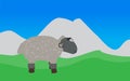 Lamb Walks, Eats the Grass. EPS10.