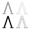 Lambda greek symbol capital letter uppercase font icon outline set black grey color vector illustration flat style image