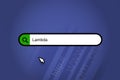 Lambda - search engine, search bar with blue background
