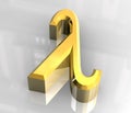 Lambda symbol in gold (3d) Royalty Free Stock Photo