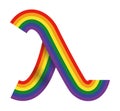 Lambda symbol made with colorful ribbon in rainbow colors, Vector illustration