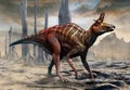 Lambeosaurus from the Cretaceous era scene 3D illustration