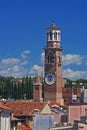 Lamberti Tower on the skyline of Verona, Italy Royalty Free Stock Photo