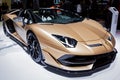 Lamborghini Aventador SVJ Roadster sports car debut at the 89th Geneva International Motor Show. Geneva, Switzerland - March 5, Royalty Free Stock Photo