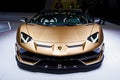 Lamborghini Aventador SVJ Roadster sports car debut at the 89th Geneva International Motor Show. Geneva, Switzerland - March 5,