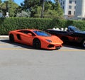 Lamborghini aventador parked at luxury hotel