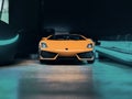 Lamborghini diecast orange low light closeup photo vehicle mini