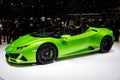 Lamborghini Huracan Evo Spyder supercar at the 89th Geneva International Motor Show. Geneva, Switzerland - March 6, 2019 Royalty Free Stock Photo