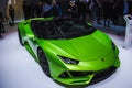 New Lamborghini huracan spyder. Exhibition Center in Geneva in 2019 Royalty Free Stock Photo