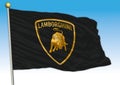 Lamborghini international car industrial group, flag with logo, illustration