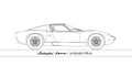 Lamborghini Miura vintage super car outline design Royalty Free Stock Photo