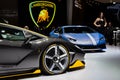 Lamborghini sports cars showcased at the Geneva International Motor Show. Switzerland - March 1, 2016 Royalty Free Stock Photo