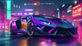 Lamborghini SVJ, Neon Color, City