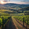 Lambrusco vineyards near Castelvetro, Modena province, Emilia Romagna, Italy made with Generative AI