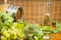 Lambrusco, white wine and white grapes Royalty Free Stock Photo