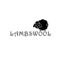 Lambswool logo with cute sheep. Lamb black and white silhouette on white background. Vector drawing. Royalty Free Stock Photo