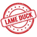 LAME DUCK text on red grungy round rubber stamp