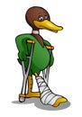 lame duck using crutch Royalty Free Stock Photo