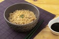 Lamen on a bowl with hashi and soy sauce Royalty Free Stock Photo