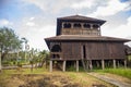 Traditional dayaknese house called Rumah Panjang (Long House) in Pulau Kumala, East Kalimantan, Indonesia.