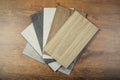Laminate background. Samples of laminate or parquet with a pattern and wood texture for flooring and interior design. Production Royalty Free Stock Photo
