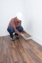 Laminate flooring installation Royalty Free Stock Photo