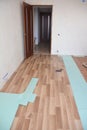 Laminate flooring installation room interior Royalty Free Stock Photo