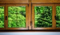 Laminated PVC windows in villagr house Royalty Free Stock Photo