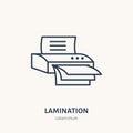 Laminator flat line icon. Office laminating machine sign. Thin linear logo for printery, equipment store Royalty Free Stock Photo