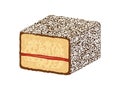 Lamington sponge cake with coconut icon vector Royalty Free Stock Photo