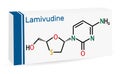 Lamivudine, 3TC drug molecule. It is used to treat Human Immunodeficiency Virus Type 1 HIV-1 and hepatitis B virus HBV.