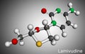 Lamivudine, 3TC molecule. It is used to treat human Immunodeficiency virus HIV and hepatitis B infections HBV. Molecular model.