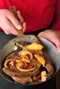 Lamm liver with apple and onion rings