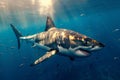 A Lamnidae shark swims in the water, belonging to the Lamniformes order