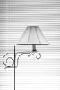 Lamp Against Blinds in black and white Royalty Free Stock Photo